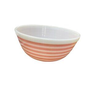 Pyrex USA VIntage Set of pink yellow striped mixing bowls SKU 9591